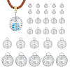 80Pcs 4 Styles Iron Bead Cage Pendants IFIN-HY0001-08-1