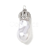 Brass Micro Pave Clear Cubic Zirconia and Creamy White Imitation Pearl Pendants KK-A300-13A-P-1