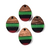 Jamaican Colour Epoxy Resin & Walnut Wood Pendants RESI-N039-122B-1