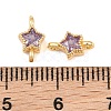 Brass Pave Lilac Cubic Zirconia Connector Charms KK-CBA2DE6-04G-13-3