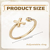 1Pc Brass Micro Pave Clear Cubic Zirconia Open Cuff Rings for Women RJEW-LP0002-37X-2