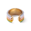 Glass Seed Beaded Evil Eye Open Cuff Rings RJEW-MZ00007-3