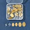 DIY Oval 304 Stainless Steel Cabochon Connector & Pendant Making Kits DIY-FS0008-31-6