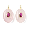 Natural Rose Quartz & Cubic Zirconia Pendants X-G-Z076-01G-20-1