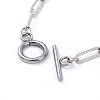 Tarnish Resistant 304 Stainless Steel Textured Paperclip Chain Bracelets X-BJEW-JB05112-3