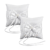 Square Polyester with Plastic Pearl Flower Wedding Finger Ring Display Pillow RDIS-WH0016-24A-1