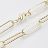 Brass Flat Oval Paperclip Chain Necklace Making MAK-S072-08B-LG-1