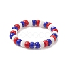 4Pcs 4 Style Independence Day Glass Seed Stretch Finger Rings Set with Brass Star Beaded for Women RJEW-TA00065-6