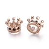 Crown 304 Stainless Steel with Cubic Zirconia European Beads STAS-F243-34RG-2