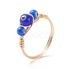 Round Lampwork Evil Eye Braided Finger Ring RJEW-JR00510-3