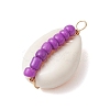 6Pcs 6 Styles Natural Cowrie Shell & Glass Seed Beads Pendants PALLOY-JF02759-03-4