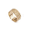 Ion Plating(IP) 304 Stainless Steel Hollow Net Open Cuff Rings for Women RJEW-G285-05G-1