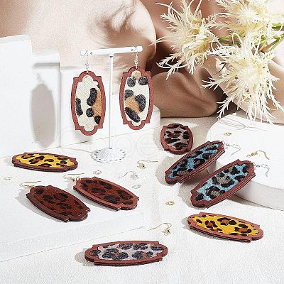 Olycraft DIY Leopard Print Pattern Rectangle Dangle Earring Making Kit DIY-OC0009-49-1