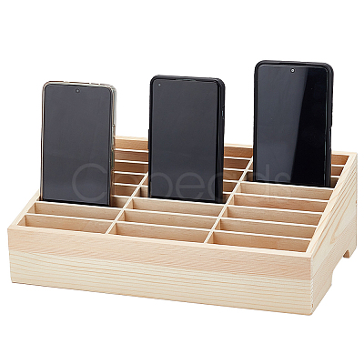 24-Grid Wooden Cell Phone Storage Box AJEW-WH0258-969A-1