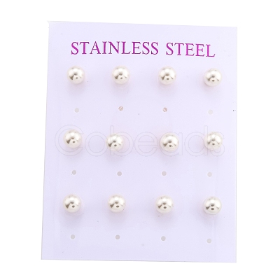Plastic Imitation Pearl Stud Earrings STAS-D0001-03-G-A-1
