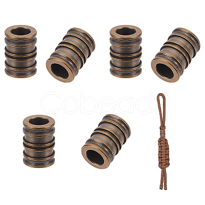 6Pcs Antique Style Groove Column Shape Brass Beads FIND-NB0005-34C-1
