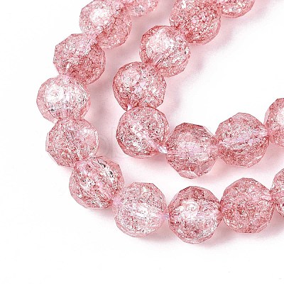 Transparent Crackle Glass Beads Strands GLAA-N053-8mm-07-1