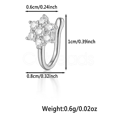 925 Sterling Silver Pave Clear Cubic Zirconia Nose Rings WG4393-10-1