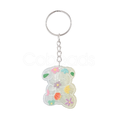 Bear/Rabbit Printed Opaque Acrylic Pendant Keychain KEYC-JKC00482-1