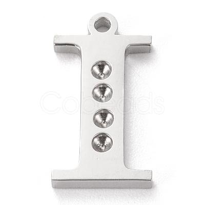 Tarnish Resistant 304 Stainless Steel Letter Pendant Rhinestone Settings STAS-J028-01I-1