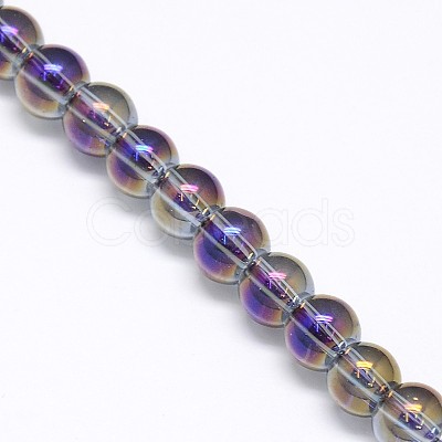 Electroplate Crystal Glass Round Beads Strands EGLA-F037-6mm-A-1