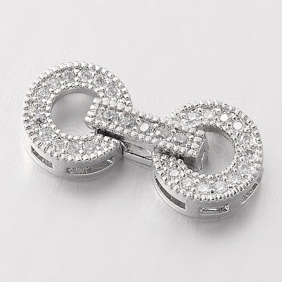 Flat Round Brass Micro Pave Cubic Zirconia Fold Over Clasps ZIRC-I014-64-FF-1