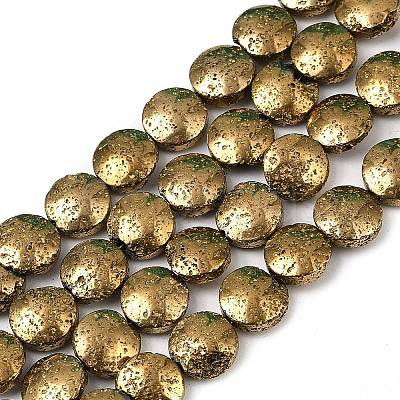 Electroplated Natural Lava Rock Beads Strands G-K388-01J-1