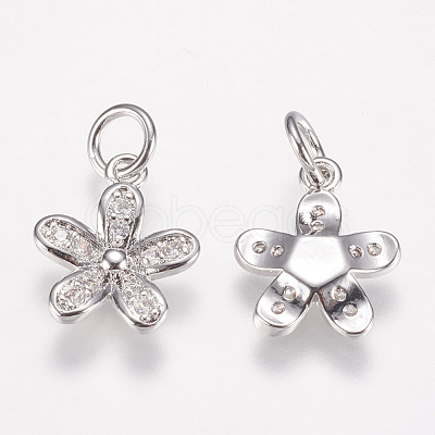 Brass Micro Pave Cubic Zirconia Charms ZIRC-E146-12P-1