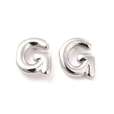 Brass Hollow Out Initial Letter Stud Earrings EJEW-A044-01P-G-1
