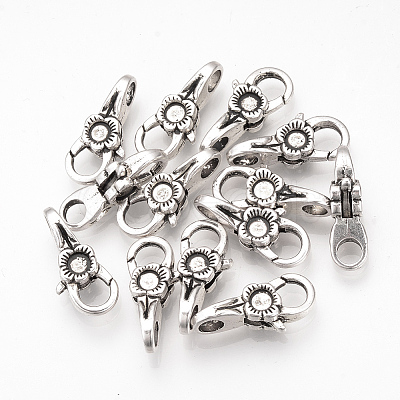 Tibetan Style Alloy Lobster Claw Clasps X-TIBE-T002-12AS-RS-1
