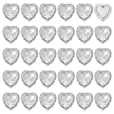 30Pcs Brass with Glass Sew on Rhinestone FIND-FG0004-73A-1