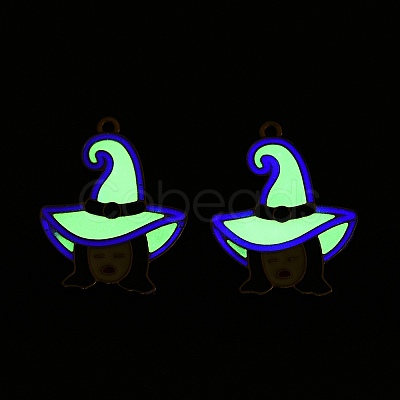 Halloween Theme Rack Plating Luminous Alloy Enamel Pendants ENAM-N056-235G-1