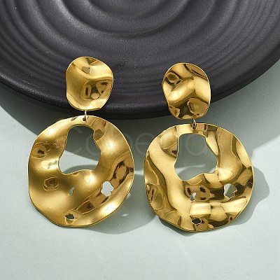 304 Stainless Steel Dangle Stud Earrings for Women EJEW-K268-13B-G-1