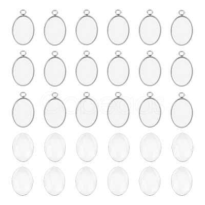 20Pcs 304 Stainless Steel Pendant Cabochon Settings STAS-UN0042-65-1