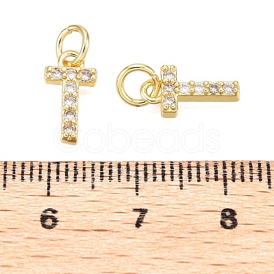 Brass Micro Pave Clear Cubic Zirconia Charms KK-ZX025-07T-1