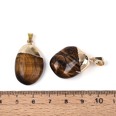 Natural Tiger Eye Pendants G-N360-05G-07-1
