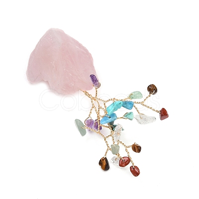 Natural Mixed Gemstone Chips Tree of Life Display Decorations AJEW-JD00015-03-1