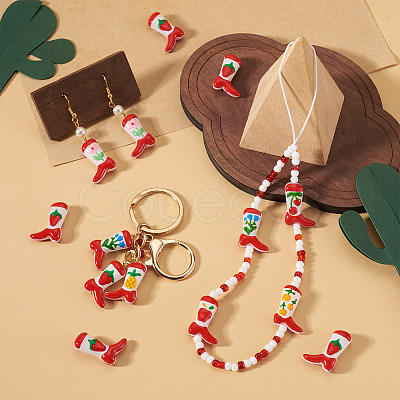 5Pcs Boot Baking Paint Glass Enamel  Beads LAMP-TADJ0001-08J-1