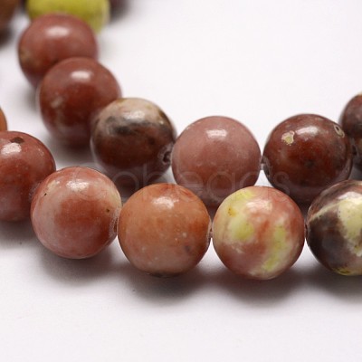 Natural Plum Blossom Jasper Beads Strands G-A163-02-10mm-1