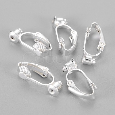 Brass Clip-on Earring Findings X-KK-Q115-S-NF-1