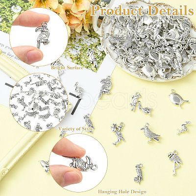 80Pcs 8 Styles Tibetan Style Alloy Pendants FIND-CJ0006-09-1