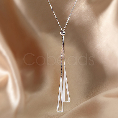 Triangle Brass Slider Lariat Long Necklaces for Women FS-WGD2F26-01-1