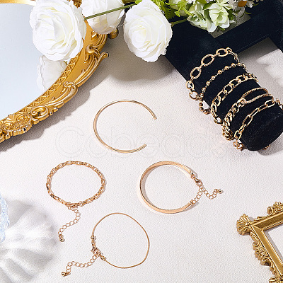 2 Sets 2 Styles Alloy Chain Bracelets & Bangles Set for Women BJEW-SP0001-34B-1