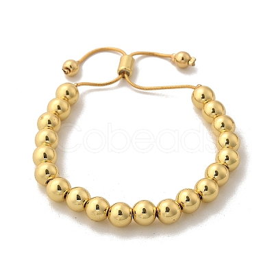 Rack Plating Brass Round Beaded Slider Bracelet for Women X-BJEW-B066-01A-01-1