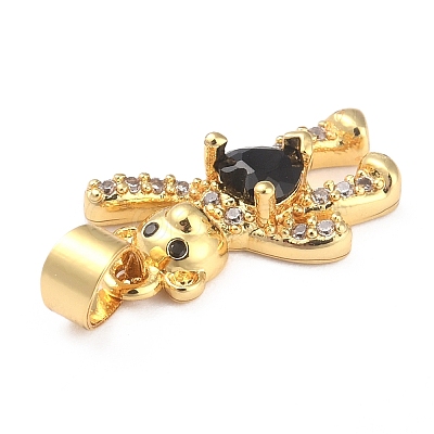 Brass Clear Cubic Zirconia Pendants ZIRC-J025-81G-03-1