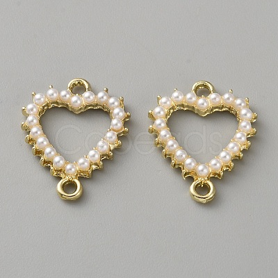 Alloy & White Plastic Pearl Links Connector Charms FIND-WH0365-082G-02-1