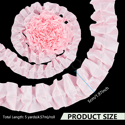 5 Yards Polyester Ruffled Trimming Lace Ribbon OCOR-WH0091-76B-1