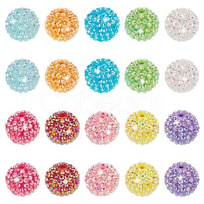 20Pcs 10 Colors AB Color Plated Acrylic Rhinestone Beads OACR-PH0004-01-1