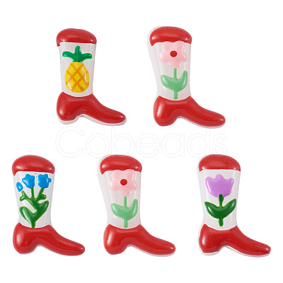 5Pcs Boot Baking Paint Glass Enamel Beads LAMP-TADJ0001-08-1