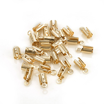 Brass Folding Crimp Ends X-KK-F777-01LG-1